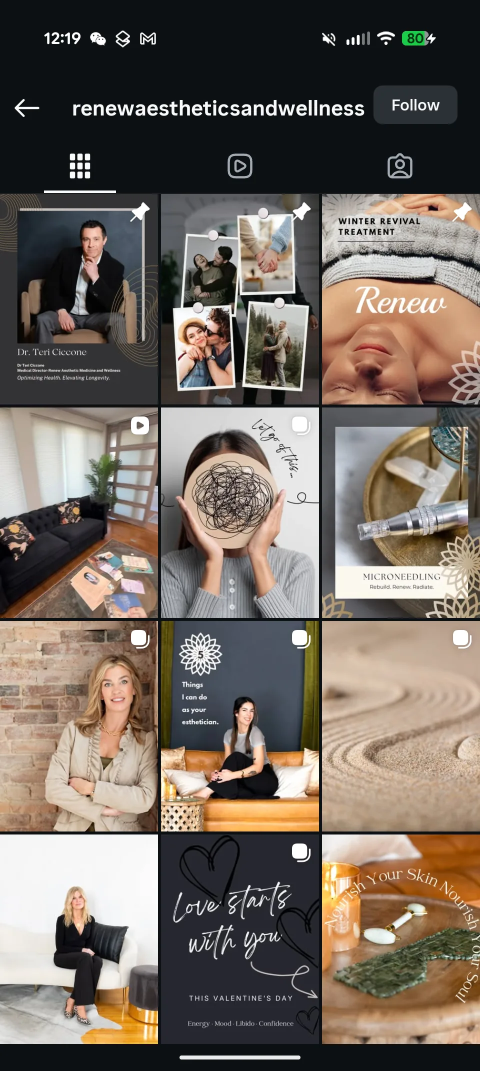 Renew Aesthetics Instagram feed